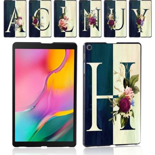 Case for Samsung Galaxy Tab A 10.1 2019 T510/T515 Initial Name Letter Printed Plastic Casual Tablet Hard Shell Cover+Free Stylus