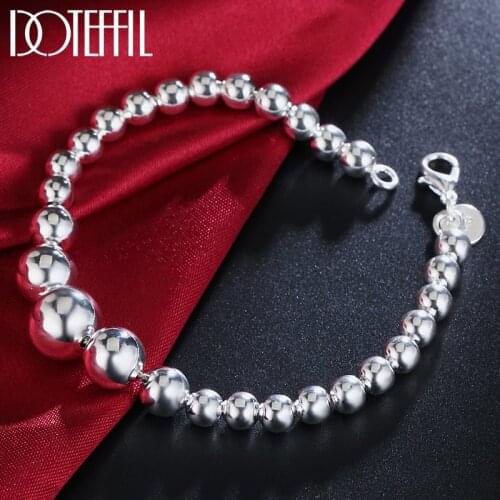 DOTEFFIL 925 Sterling Silver Ball Shape Beads Popcorn Bracelet For Women Wedding Engagement Party Fashion Jewelry