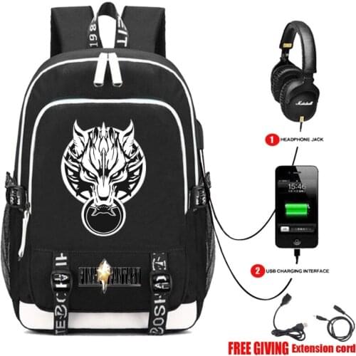 USB Charge Interface canvas Shoulder School Bags Pocketbook Travel Bags Laptop backpack Game Final Fantasy Backpack 8 style