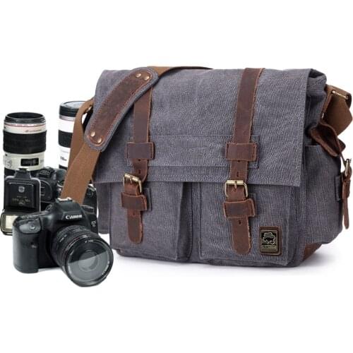 Retro Canvas Crossbody Shoulder Bags Sling DSLR SLR Photo Video Soft Casual Bag Pack Case Travel Camera Protective Cases