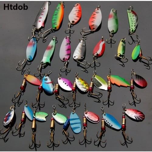Htdob 30 pcs Spinner Baits Fishing Lure Paillette Tackle 3-12g Metal Spinner Spoon Metal Hard Lure Hi Quality Artifical Isca