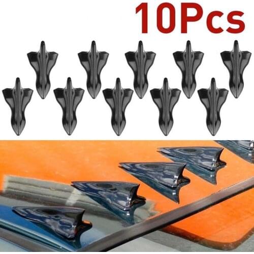 JXLCLYL 10pcs Universal Car Shark Fin Roof Spoiler Diffuser Vortex Generator Black