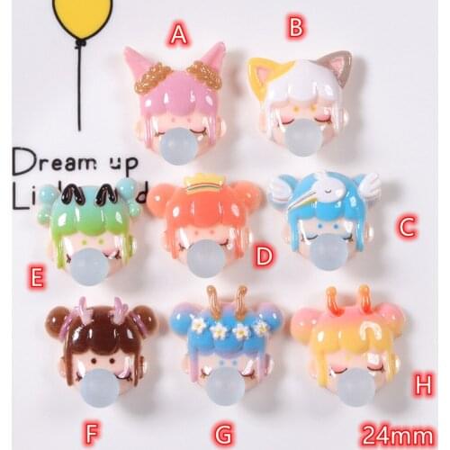 Cabochons Cartoon Girls 20pcs Trasparent Colorful Cartoon Figure Resin Diy Findings Kawaii for phone cases