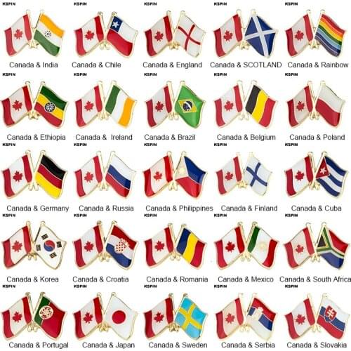 Canada Friendship Country Flag Badge Cross Flag Badge Flag Brooch National Flag Lapel Pin International Travel Pins Collections