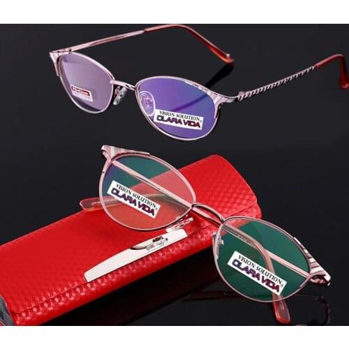 Leesbril [reading Glasses With Case ]cat Eye Alloy Super Light Multilayer Coated Lens Ladies Women +1 +1.5 +2 +2.5 +3+3.5+4