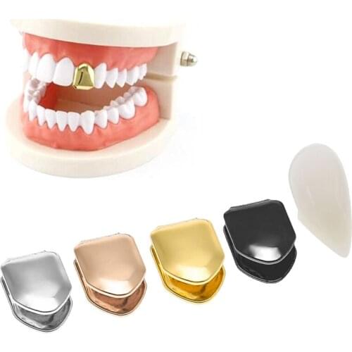 Small Single Tooth Cap Gold Plated Hip Hop Teeth Grillz Caps Top Or Bottom Grill False Teeth Whitening Tooth Cap