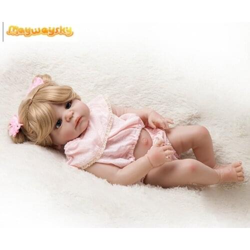 Maywaysky Blond Hair Little Girl Bebe Doll With Dress Full Silicone Body Alive Lifelike Baby For Children Toy
