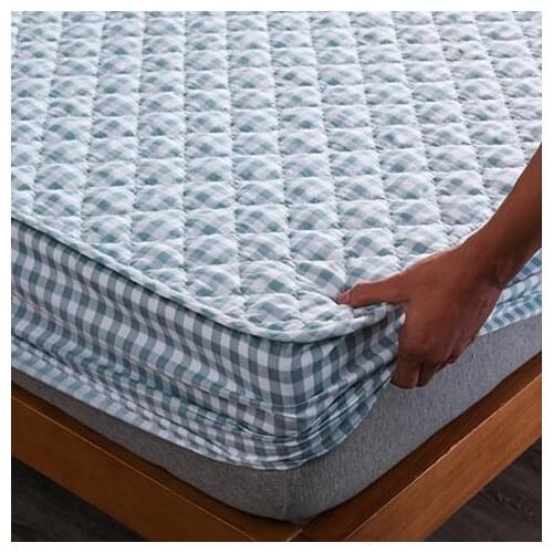 Cotton Thicken Quilted Mattress Cover Anti-bacterial Mattress Protector Topper Pad Soft Fitted Sheet Not Including Pillowcase