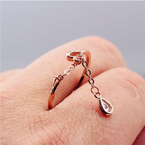 New Sweet Lady Ring Temperament Lady Rose Gold Silver Color Inlay with Zircon Opening Adjustment Ring Charm Lady Party Jewelry