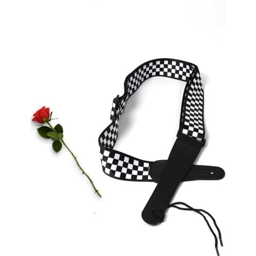 New acoustic guitar strap black and white lattice electric guitar strap mini guitar accessories GP131