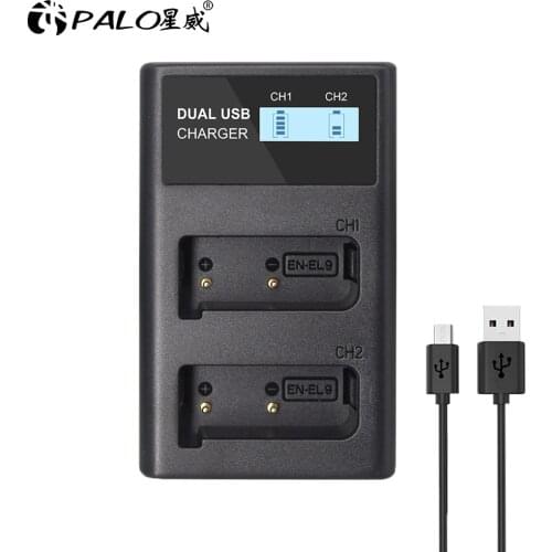 PALO For Nikon EN-EL9a D40 D60 D40X D5000 D3000 Camera Battery EN-EL9 EN EL9 EN-EL9a EN EL9a EL9a LCD Batteries Charger