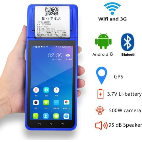 PDA Terminal POS Printer Android NFC Touch Screen Wifi Bluetooth Mobile Printer 58mm GPRS POS Machine USB SIM portable wireless