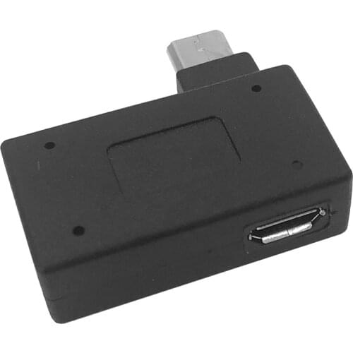 Left angled Micro USB OTG adapter converter with Micro USB power port for android mobiles