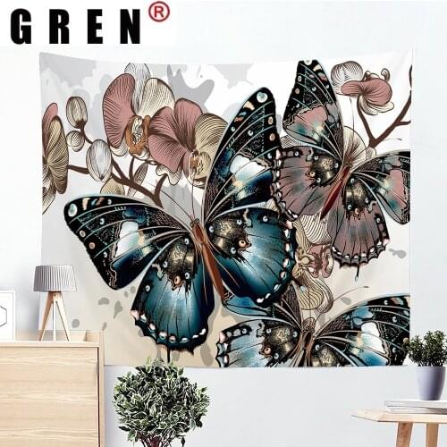 GREN Butterfly Hanging Covering Rugs Background Cloth Beach Mat Blanket Art Bedroom Living Dorm Home Decor Tapestry