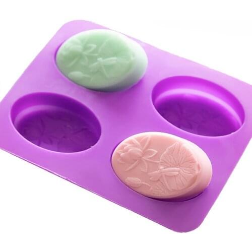 Dragonfly Lotus Flower Oval Silicone Molds for Soap Cold Process Making
