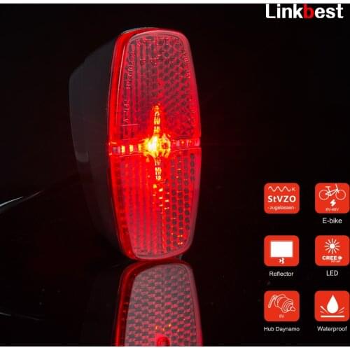 Linkbest Taillight LED Bicycle light , Waterproof IPX-4, 6V-48V for hub dynamo