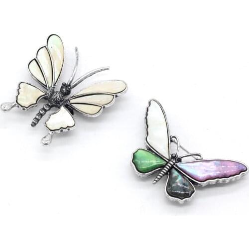 Vintage Butterfly Brooche Pins Natural Shell Brooches Pendant Charms for Women Bridal Gift Dress Accessories Elegant Pin