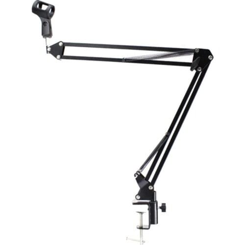 Extendable Recording Microphone Holder Suspension Boom Scissor Arm Stand Holder with Mic Clip Table Mounting Clamp