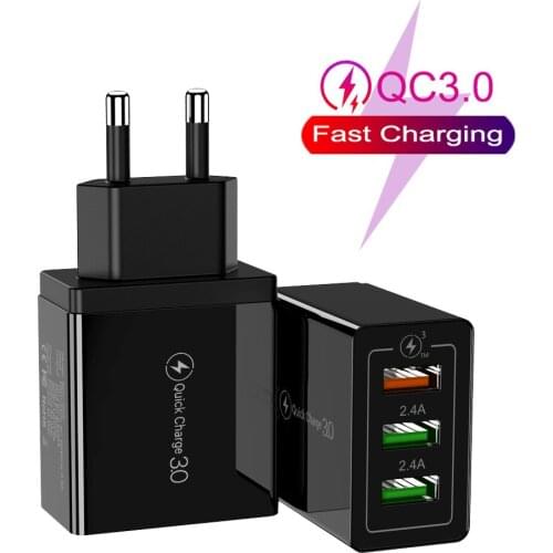 High Quality Universal Fast charge QC 3.0 Multi USB Charger For iPhone Samsung LG Redmi EU US plug Micro Type C 3A Wall Adapter