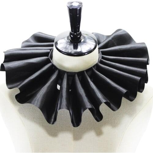 Women Satin Renaissance Elizabethan Ruffled Fake Collar Victorian Costume Halloween Cosplay Wedding Neckwear Accessories