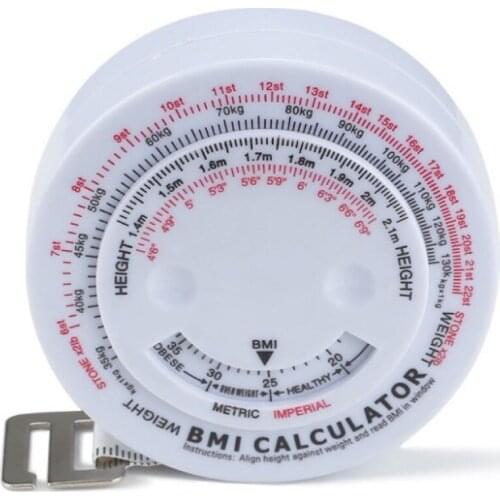 10PCS BMI Body Mass Index Retractable Tape 150cm Measure Calculator Diet Weight Loss Tape Measures Tools