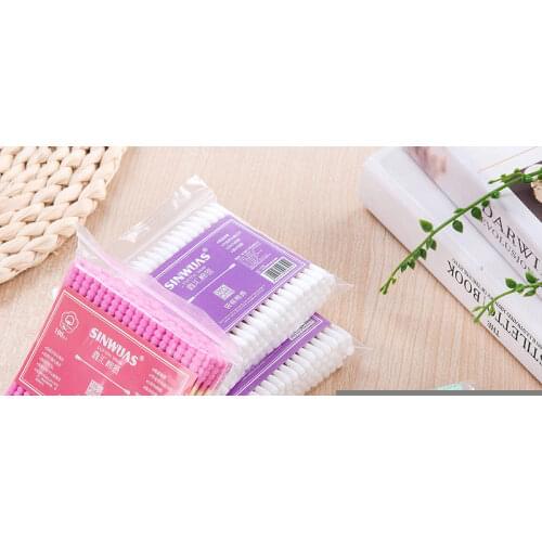 100pcs/set Wooden Double Tip Remover Cotton Swabs Buds makeup For Medical Wood Sticks Nose Ears Cleaning Health Care Tools