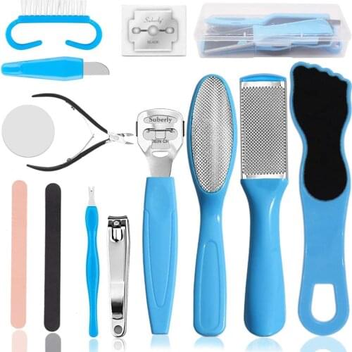 14 in 1 Professional Foot Care Kit Pedicure Tools Set Stainless Steel Foot Rasp Foot Dead Skin Remover Clean Toenail Care Kit