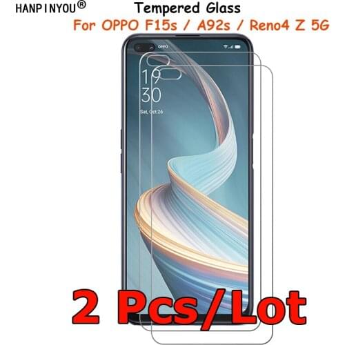 2 Pcs/Lot For OPPO A92s / F15s / Reno4 Z 5G 6.57" Tempered Glass Screen Protector Ultra Thin Explosion-proof Protective Film