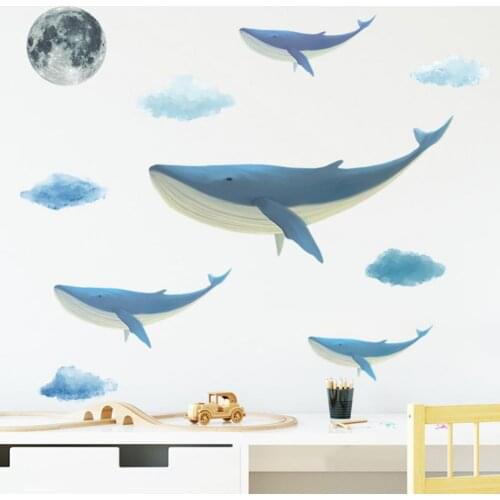 2Pcs Whale Wall Stickers Portable Cartoon Cute Home Wall Decoration Room Wallpapers for Home Wall Stickers