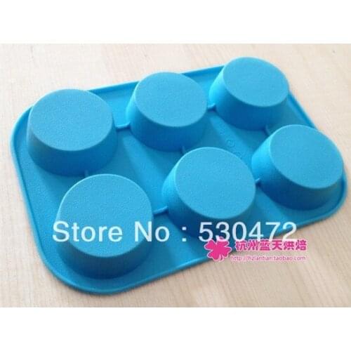 6 hole Small cylinders silicone Baking cake mold soap mould 26*17.5*2.5cm kitchen tools