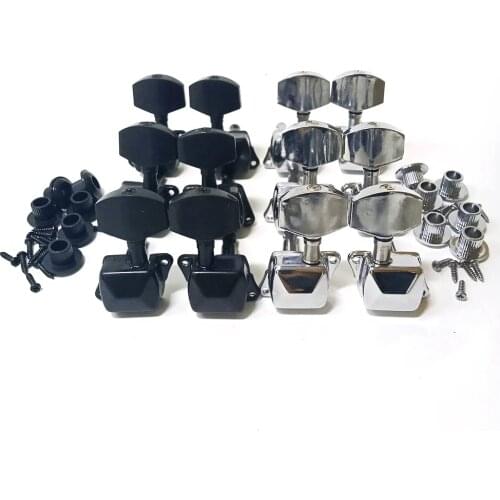 6Pcs/1set Guitar String Tuning Pegs Metal Semi-Closed Guitar String Button Tuner Machine Heads for Acoustic Electric Guitars