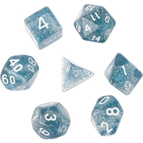 7Pcs Twinkling Polyhedral Dice For Dragon Pathfinder D20 D12 2xD10 D8 D6 D4 X3UA