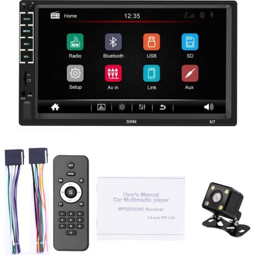 7" HD Autoradio Car Stereo Bluetooth FM Android Multimedia MP5 Player 2DIN Touch Screen&Rear Mirror Viewing USB Charging