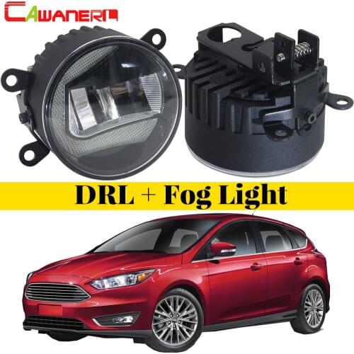 Cawanerl Car Accessories LED Fog Light Daytime Running Lamp DRL White 12V 2 Pieces For Ford Focus MK2 MK3 2004-2015