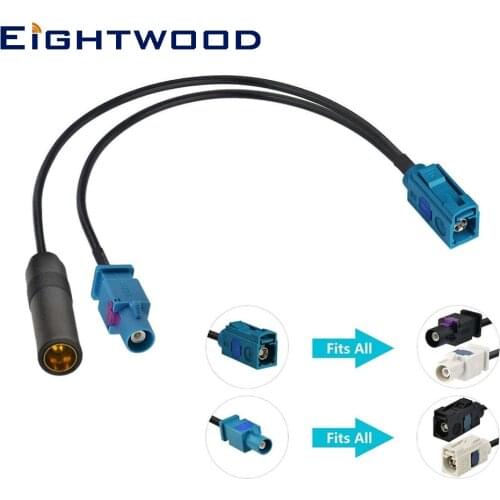 Eightwood Car Antenna Splitter Stereo FM AM Radio Antenna Adapter Cable Fakra Z Female Male to Motorola DIN Connector Cable 15cm
