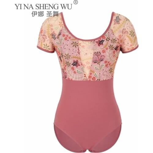 Adult Ballet Leotard Women Spliced Flower Printed Bodysuit Ballet Floral Print Dance Leotards Dress High Quality Clothing New