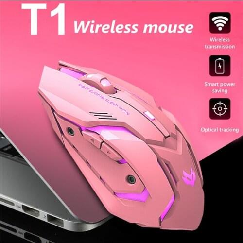 Rechargeable Black Pink Wireless Gaming Mouse Led Silent Ergonomic 2.4GHz USB Optical For Laptop Computer Cute New High Quality