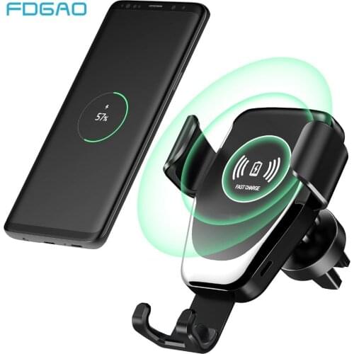 FDGAO 10W QI Wireless Charger Fast Charging Car Mount Phone Holder Stand Quick For iPhone 11 X XR XS 8 Samsung S10 S9 Note 10 9