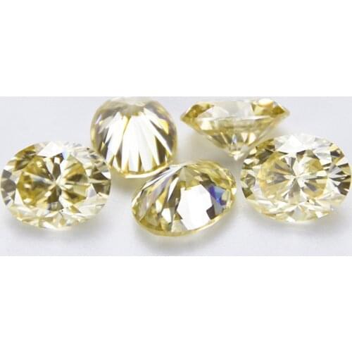 Brilliant DEF color light yellow Oval shape moissanites 2X4mm-10X14mm gemstone for jewelry making