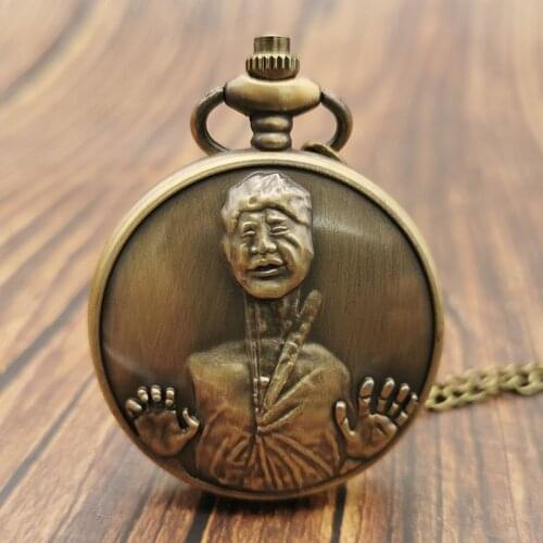 Design Creativty Bronze Quartz Pocket Watch Unisex Pendant Necklace Unique Theme Women Men Gifts