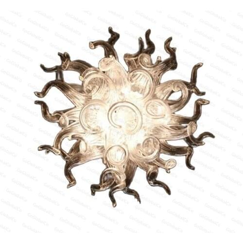 Elegant Transparent Chandelier Lamp European Design LED Light Source Hand Blown Glass Contemporary Chain Pendant Lighting