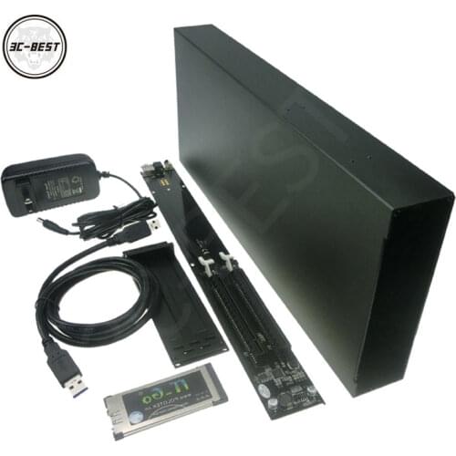 Expresscard 34 To 2 PCI-e 16x slots adapter Laptop Express card 54 connect PCI express Sound Card with Enclosure ADPA9933