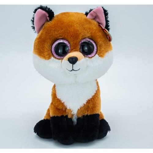 Ty Big Glitter Eyes Stuffed Plush Animal Toy Brown Black Feet Fox Slick Collection Doll Childrens Birthday Christmas Gift 15CM