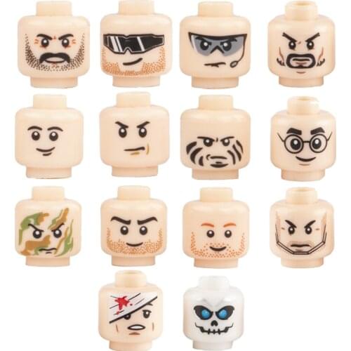 WW2 Military Army Soldier Figures Face Heads Building Blocks City Halloween Accessory Modern SWAT Minifigs Skull Parts Brick Toy