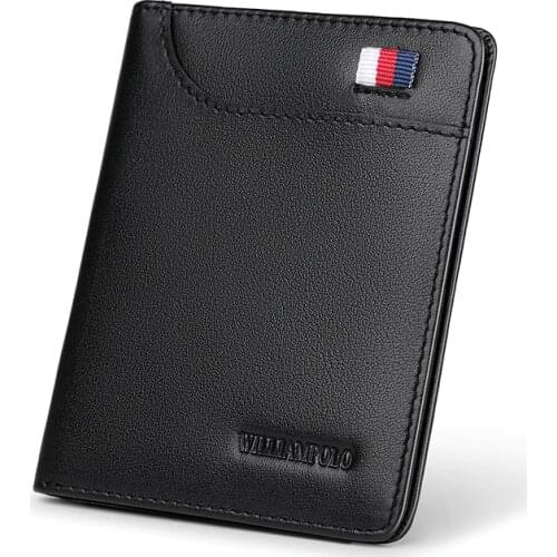 Genuine Leather wallet men Small Mini Ultra-thin Compact wallet Cowhide Card Holder Short Design purse New