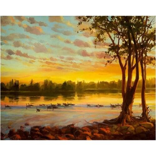 Ducks Paint By Numbers For Adults Beginner On Wrinkle-Free Canvas Paintworks For Home Decor(Without Frame),20X16 Inch