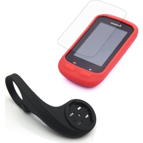 31.8mm Cycling Computer Handlebar QuickView Bracket Black Mount + Rubber Red Case +LCD Screen Cover for Garmin Edge 1000