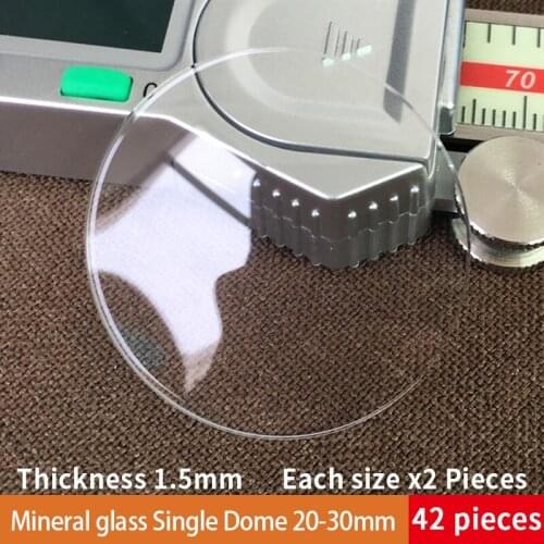 Table glass mineral glass Single dome thickness 1.6 mm diameter 20 mm ~ 30mm Each size x 2 , A total of 42 pieces