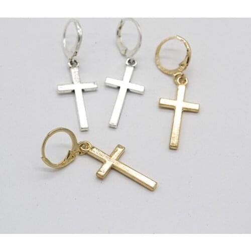 Fashion Cross Pendant Cartilage Drop Dangle Earrings Punk Jewelry For Cool Women Girl Friendship Gifts