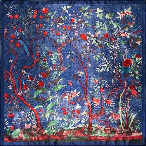 Fashion Scarves for Women Shawl Print Silk Satin Hijab Scarf Female Bandana 90*90cm Luxury Brand Square Shawls Scarfs For Ladies